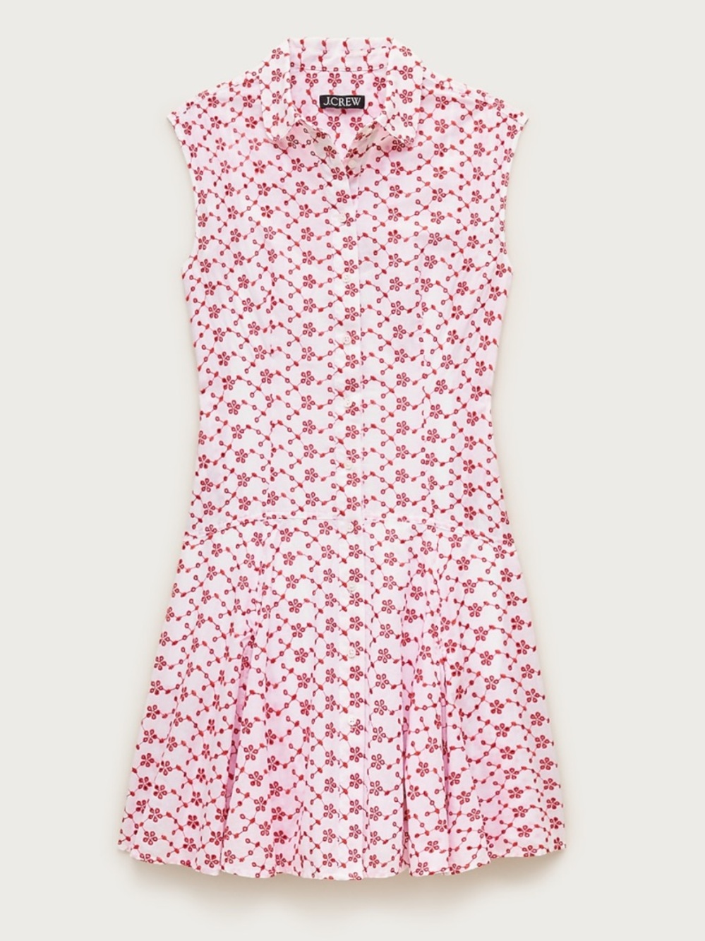 J.Crew Mini Eyelet Red White Shirt Dress Size 0 NWT Feminine - Picture 2 of 8